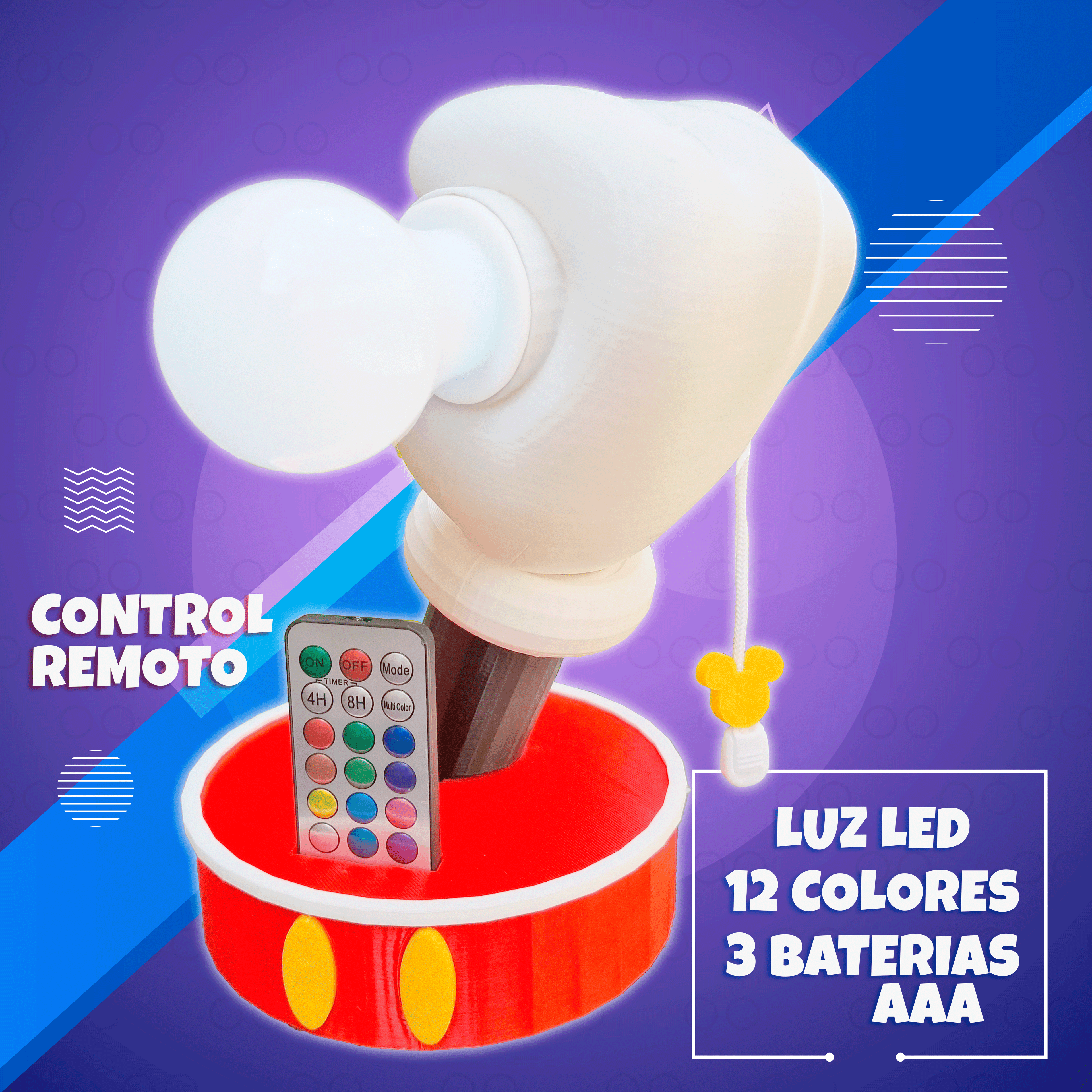 Lámpara LED Mickey Mouse con control remoto